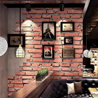 在飛比找蝦皮購物優惠-[希希]復古懷舊3D立體仿真磚紋紅色磚塊磚頭牆紙咖啡館酒吧餐