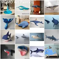 在飛比找蝦皮購物優惠-MOMO 創意紙模型 D2 海洋動物 鯨魚鯊魚模型 家居壁掛