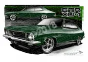 HOLDEN TORANA LJ XU1 JUNIPER GREEN A2 FRAMED PRINT (HC49O)