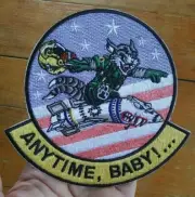 Grumman F-14 TOMCAT US Navy Fighter Squadron VF MILITARY Patch ANYTIME, BABY!...