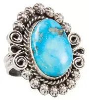 Navajo Native American Kingman Turquoise Ring Size 10 by Johnson SKU231114