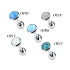 Gem Opal Tragus Helix Cartilage Studs Earrings Stainless Steel Labret Piercing