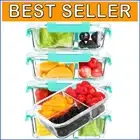 3-Compartment Glass Bento Box - 5-Pack Meal Prep Containers for Healthy Living