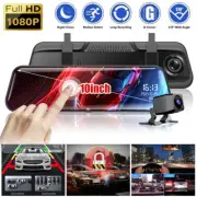 HD Dual Lens Car DVR Rearview Mirror Camera Video Recorder 24hr Parking Monitor