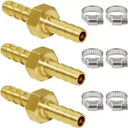 1/4" ID Hose Barb Hex Union Fitting Intersection/Split Brass Water/Fuel/Air with
