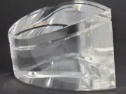 Cut Glass art wave optical sculpture. One of a kind signed