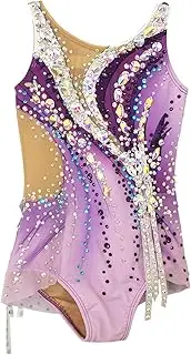 [JoyCan] Girl's Purple Suspender Sparkling Artistic Gymnastics Suit for Performance and Competition