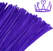 100 Pieces Pipe Cleaners Chenille Stem, Deep Purple Pipe Cleaners Craft, Fuzzy S