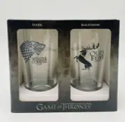 Game Of Thrones Set Of Two (2) 16oz Pint Glasses House Stark & Baratheon