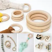 Natural Wooden Ring DIY Craft Handmade Macrame Cord Round Wood Hoop Kids Teeth