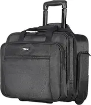 VEVOR Rolling Laptop Bag, Fits Up to 17.3 Inch Laptop, Wheeled Briefcase, Roller Computer Tote Bag with Wheels & Telescoping Handle, Laptop Case for Work Travel Business Office, Women & Men (Black)
