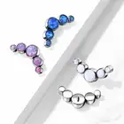 12 MM Five Bezel Set Opal Titanium Internal Threaded Dermal Anchor Tops