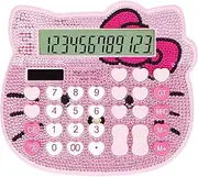 Crystal Calculator with Diamonds - Creative Cute Solar Calculator, Large 12 Digit LCD Display, Handheld, Suitable for Everyday and Basic Office, Pink