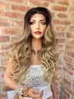 BLONDE BALAYAGE ROOTED, Lace 13x4 Frontal Wig, Loosely Curled Hair, 22 Inches Lo