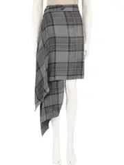Vivienne Westwood Anglomania Grey Wool Checkered Wrap Skirt