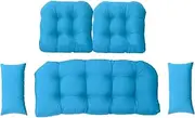 5 Piece Outdoor Wicker Loveseat Cushions Set with 1 Loveseat and 2 U-Shaped Cushions and 2 Lumbar Pillows, Waterproof Seat Cushion Replacement for Patio Porch Lawn Furniture(Blue)