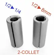 2 pc Collet Reducer Bushing for 8mm, 1/4" Router Bit S