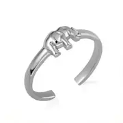 .925 Sterling Silver Good Luck Elephant Wildlife Toe Ring