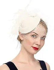 [Cizoe] Fascinators Hats 20s 50s Hat Pillbox Hat Cocktail Tea Party Headwear with Veil for Girls and Women (B1-Black)