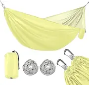 Champagne Yellow Camping Hammock Camping Gear with 2 Tree Straps, Beach Hammock Portable 114" x 54"