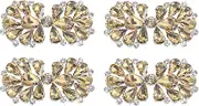 uxcell 4Pcs Rhinestone Crystal Applique, Rhinestone Iron on Patch, Bow Hot Fix Crystal Sewing Applique for Bridal Sash Wedding Dress Shoes Bags, Champagne