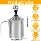 Manual Milk Frother 400ML 304 Stainless Steel Hand Pump Milk Foamer with sufKn