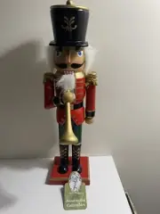 SANTA'S WORKSHOP 14" WOODEN BUGLING MERRY XMAS NUTCRACKER CHRISTMAS DECORATION