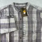 Carhartt Plaid Shirt Woman's 3/4 Sleeve Mandarin Collar M 8/10 NWT 104231 new