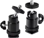 LSP [2-Pack] Mini Ball Head Shoe Mount Bracket 360-Degree 1/4-inch Screw Thread
