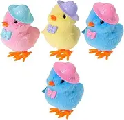 ERINGOGO 4pcs Plush Chick Wind Up Plaything Safe Clockwork Jumping Chick for Energy Saving No Battery Design Promotes Creativity and Motor Skills Present