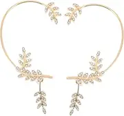 [ANDRESLAD] Elegant Gold Branch Ear Cuffs Fashionable Wrap Earrings Rhinestones for Women Non-pierced Ear Bone Clip
