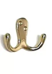 Double Coat Hook - Solid Polished Brass