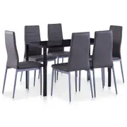Seven Piece Dining Set Grey vidaXL