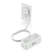 Surge Protector Power Strip, Flat Extension Cord 5 Ft with 4 Outlets 3 USB(1