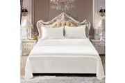 Silky Satin Bed Sheet 4pcs Set for King - White