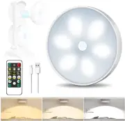 LED Wireless Motion Sensor Puck Light with Remote, USB Rechargeable, 3 Colors