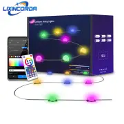 LIXINCORDA 49ft 33LED/ 32.8ft 20LED Smart RGB LED String Lights Outdoor IP65 Waterproof APP/Remote Control Music Sync Pa