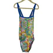 Adidas Aqua Solace Print Tie-Back One-Piece Swimsuit Size: 22 NWT