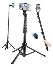 Phone Tripod, 71" Tripod for iPhone, Selfie Stick Tripod Stand 71 Inch Black