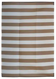 Brittany Beige & White Stripes Foldable Waterproof Large Camping Mat - 270 x 360 cm - Weatherproof Rug, Recycled Plastic, Sustainable, Eco Friendly UV Resistant, Durable Outdoor, Patio Rug