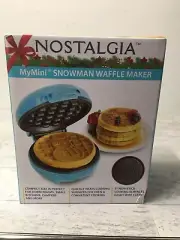Nostalgia My Mini WINTER SNOWMAN Waffle Maker 5" Cooking Surface NEW In Box