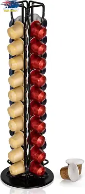 Coffee Pod Holder, 40 Nespresso Capsules, Rotating, Storage Rack