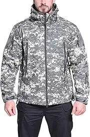 [CLSQLXYJZC] Outdoor Windproof Jackets for Men, Winter Fleece Lined Warm Multi-pockets Hiking Camping Softshell Jackets, for Work Fishing Hunting Waterproof Climbing Jacket
