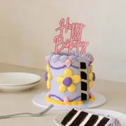 "Happy Birthday" Pink Opaque / Pink Layered Cake Topper