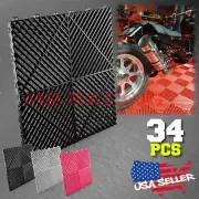 34pcs 16"x16" Garage Floor Mat Perforated Flooring Tile Auto Shop Interlocking