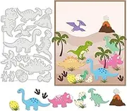 GLOBLELAND Various Dinosaur Die Cuts Volcanoes and Trees Embossing Template Mould Dinosaur Egg Carbon Steel Die Set for Card Scrapbooking Card DIY Craft