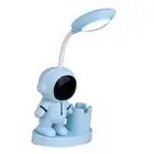 (Blue)Desk Lamp Versatile Foldable Spaceman Look Soft Light USB Bedside G