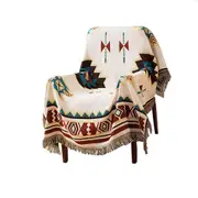 Boho Throw Cotton Blanket Soft Blue Throw Blanket for Bed Couch Sofa Coverlet -Beige