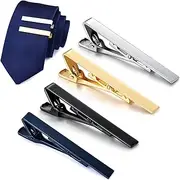 [RASTKY] Fashionable Men's Tie Clamp Set 4 Colors for Valentine's Day Parties Gold/Silver/Black/Navy, #411, Plastic, No Gemstone