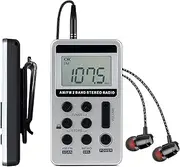 SWDSTP AM/FM Personal Portable Radio, Pocket Radio with Digital Tuning LCD Display, Rechargeable Walkman Radio with Sterio Earphone, Small Radio with Detachable Belt Clip for Walking, Jogging